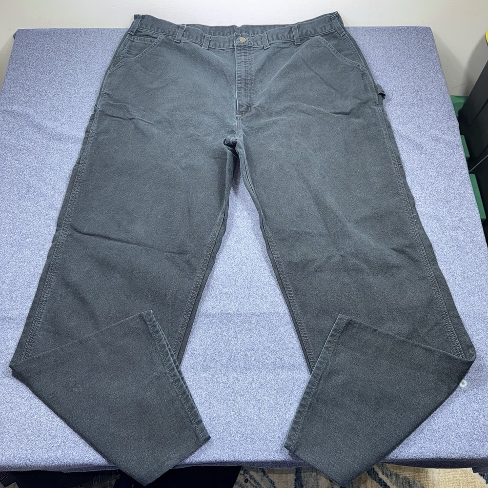 Carhartt B11 BLK Loose Fit Canvas Dungaree Carpenter Pants Mens 44x34 Black VTG
